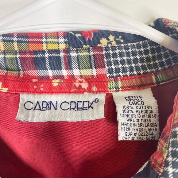 VINTAGE Patchwork Quilt Cottagecore Blouse Button Up Top Small - Picture 2 of 4